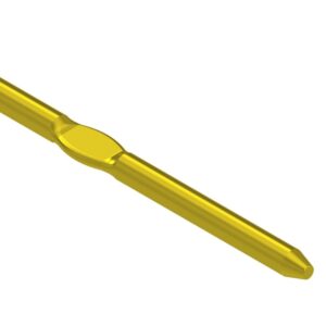 Partially flattened straight pins with conical tapers